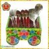 Handpainted Cutlery Holder on Wheels